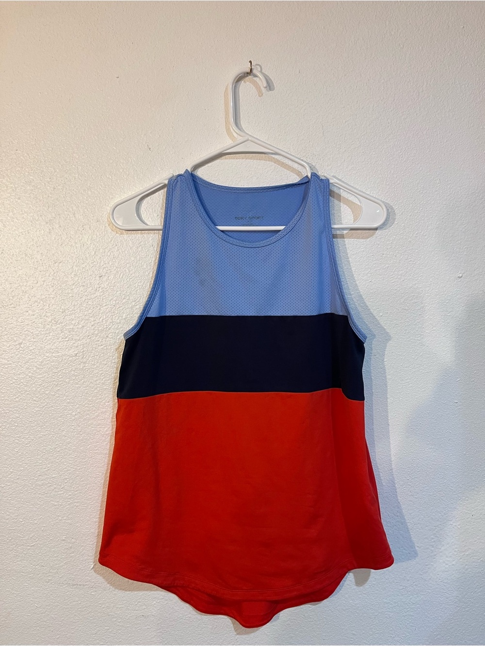 Colorblock Sleeveless Tank Top - Light Blue, Navy & Red